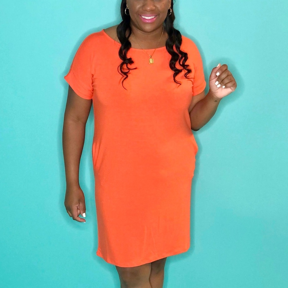 Plain Jane T Shirt Dress (Orange)